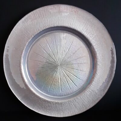 Silver Embossed Glass Plate