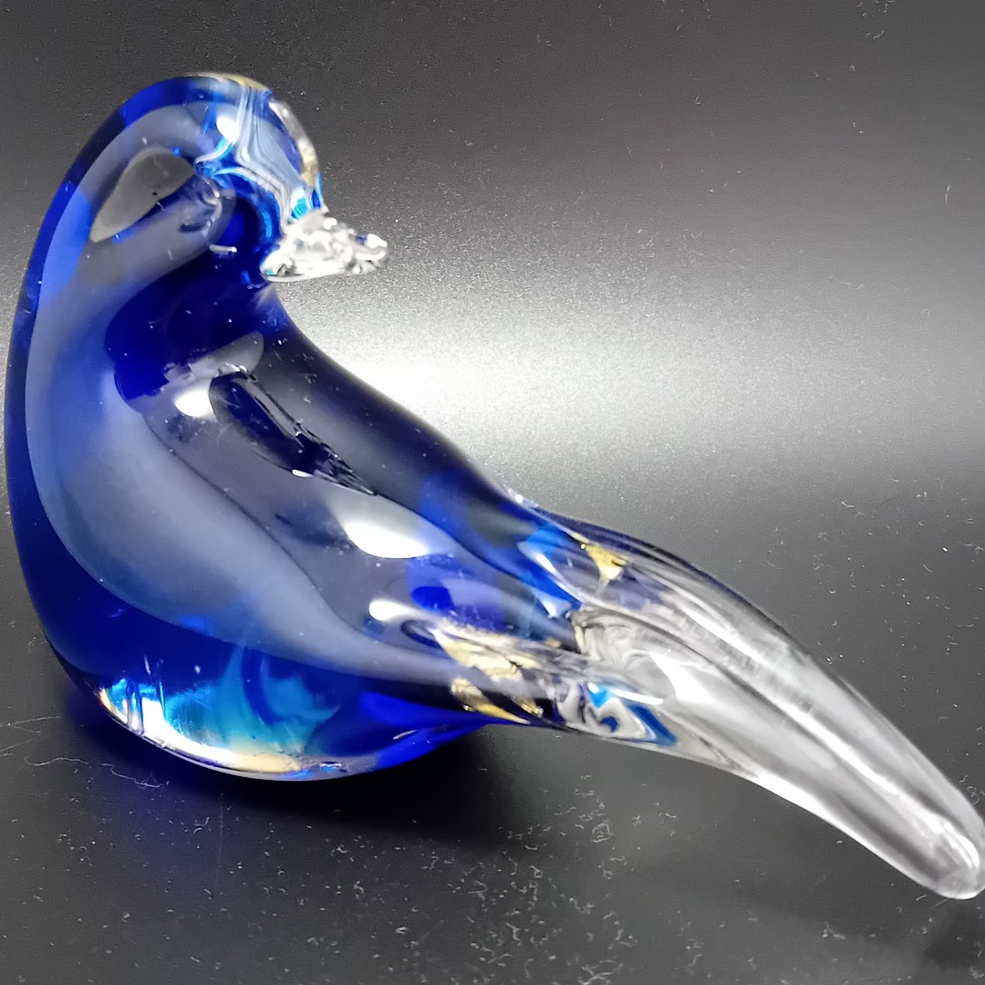 Blue/Clear Glass Bird