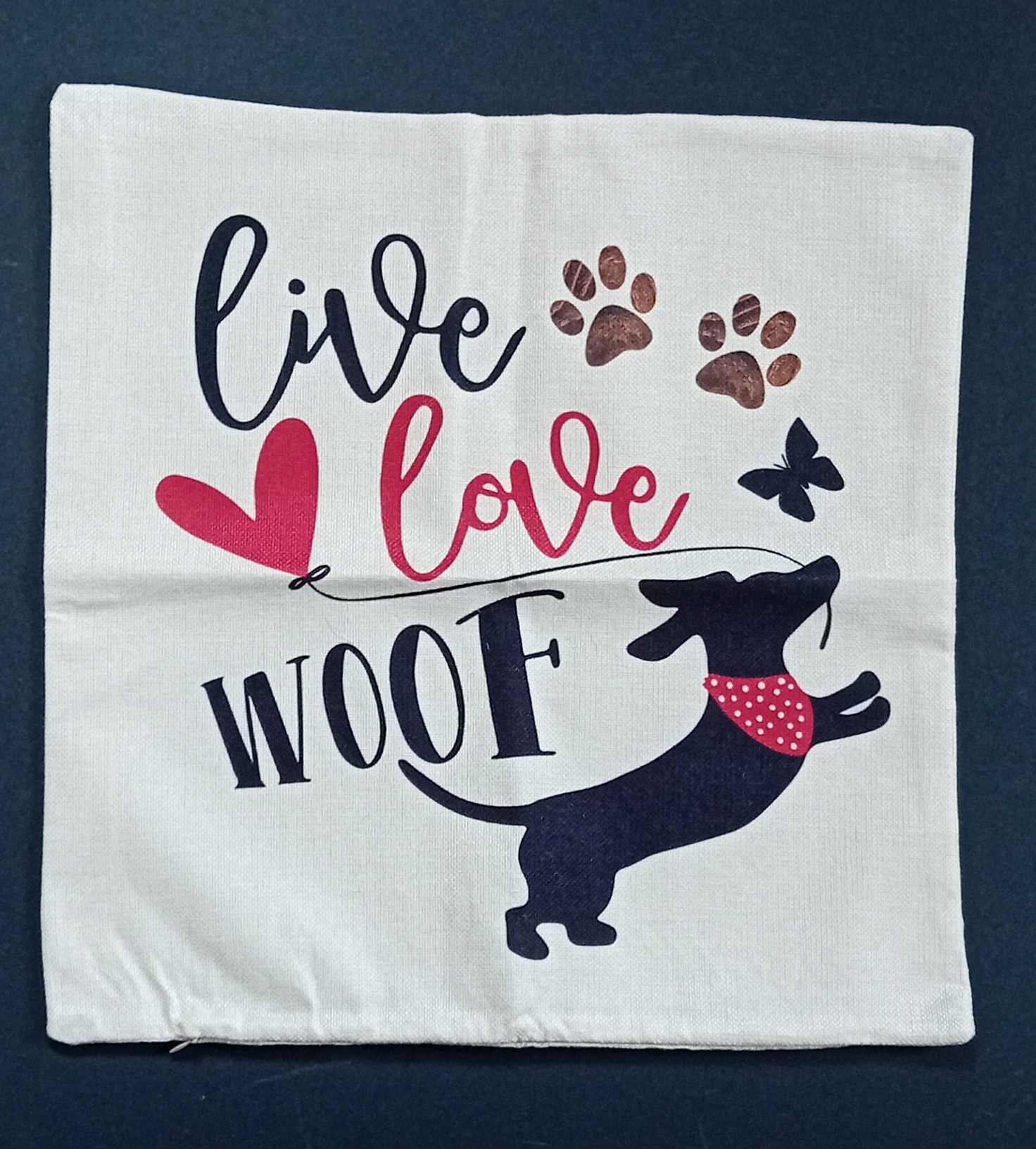 Live Love Woof Cushion Cover